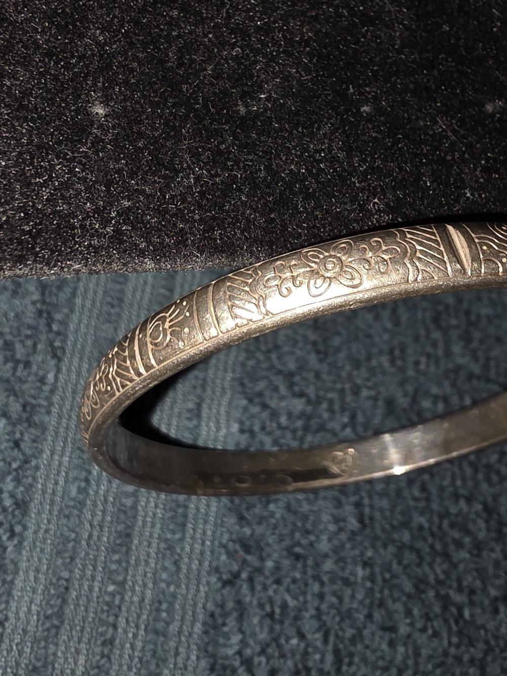 Brighton Engraved Floral Silver Bangle Bracelet